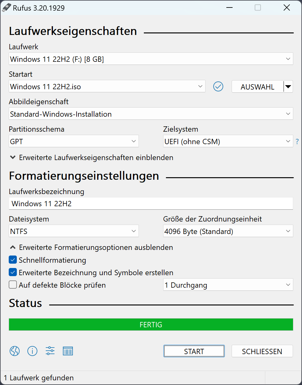 Rufus Windows 11 Stick erstellen
