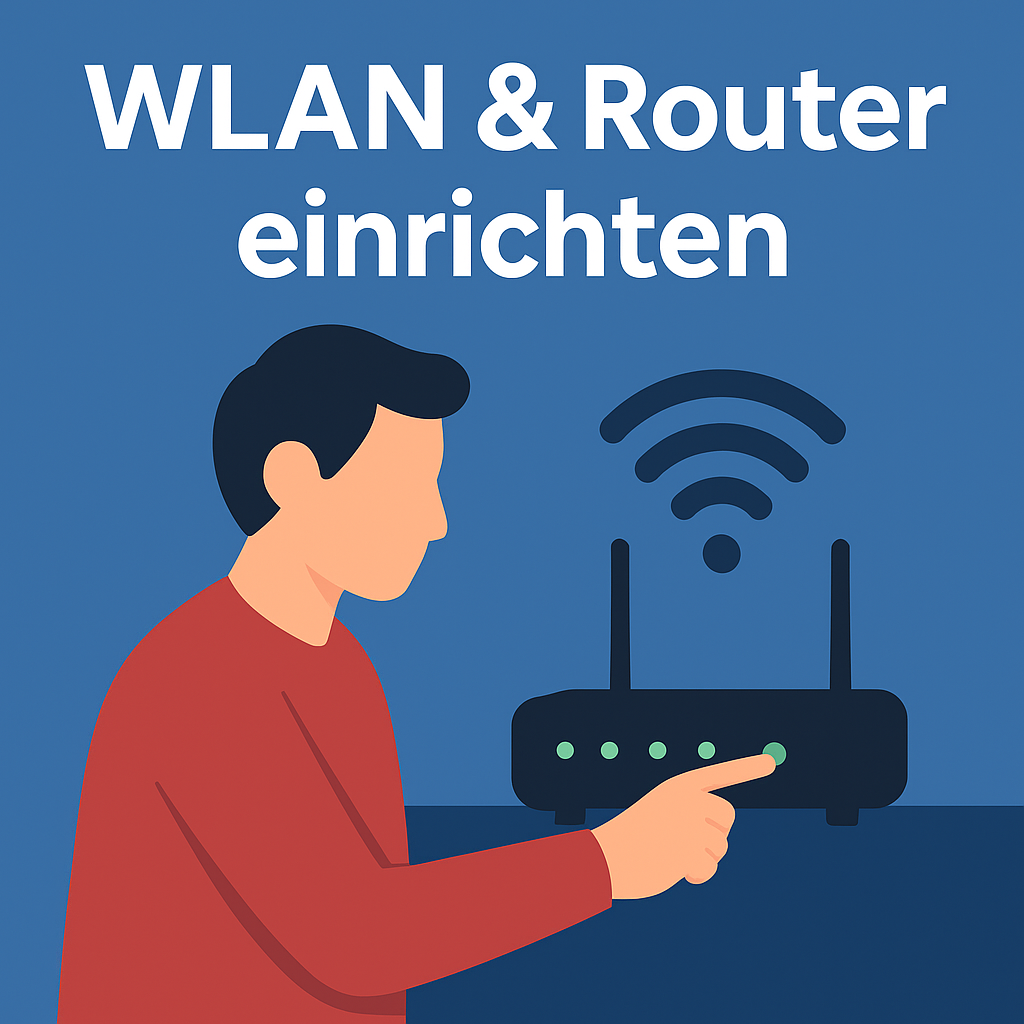 Person richtet einen WLAN-Router ein in Leipzig