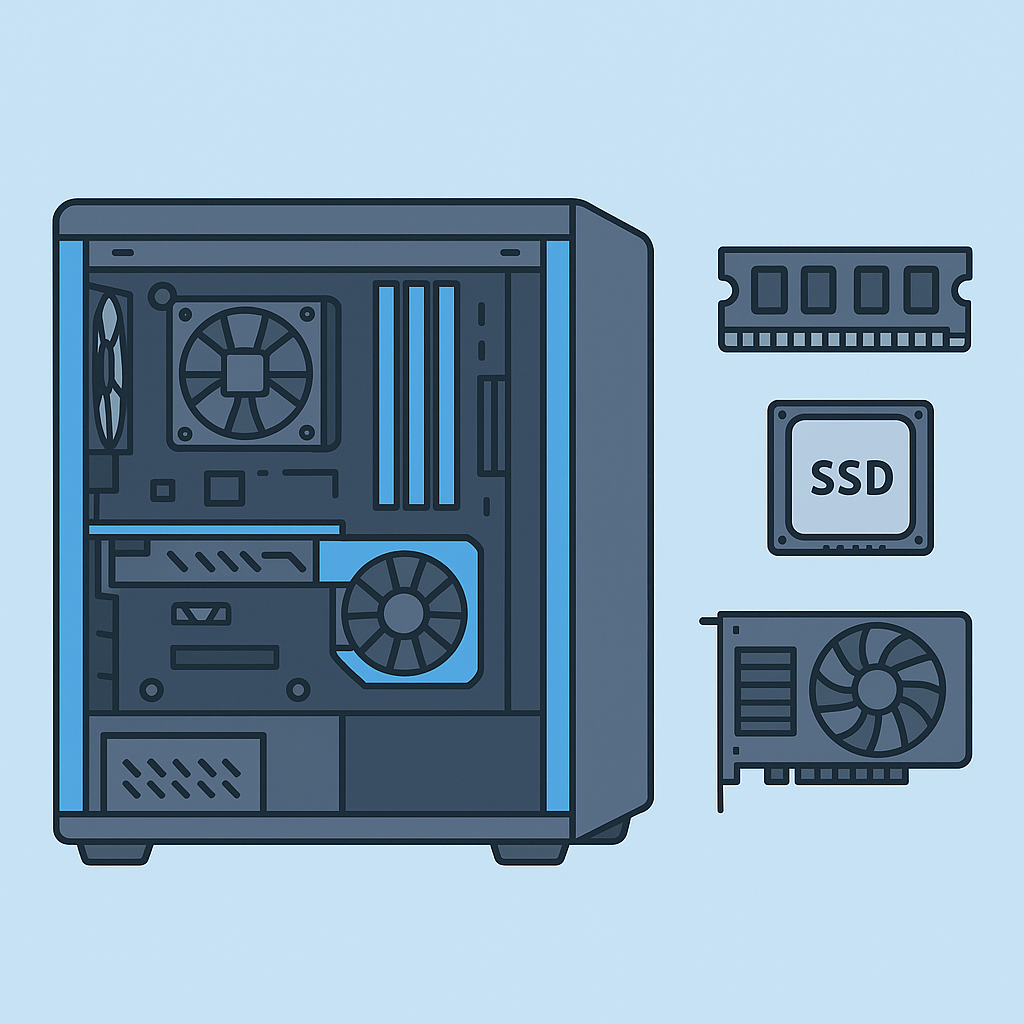 PC Hardware Upgrade Leipzig – Symbolbild für Aufrüstung mit RAM, SSD, GPU