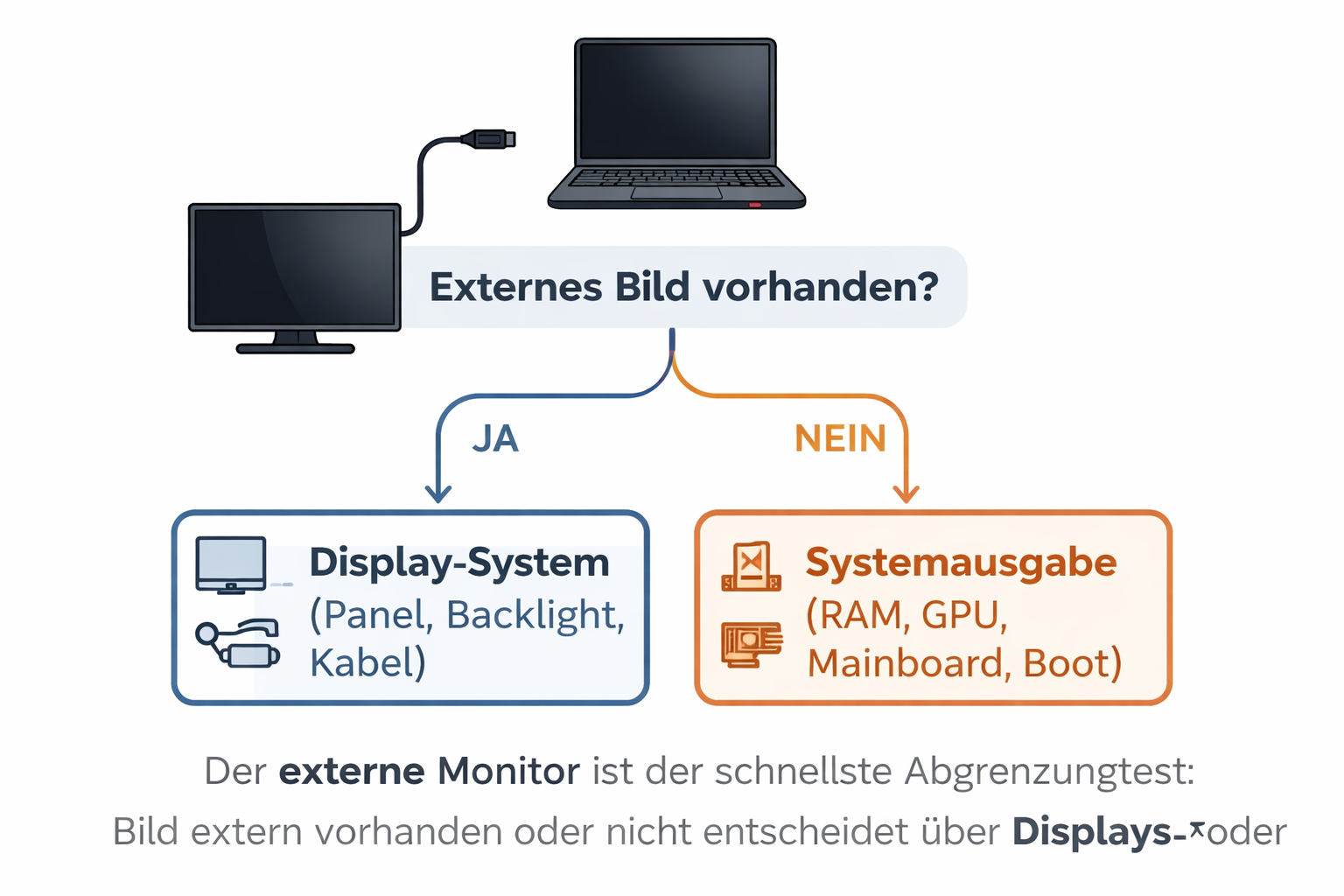 Externer Monitor-Test: Displayfehler oder Systemfehler erkennen