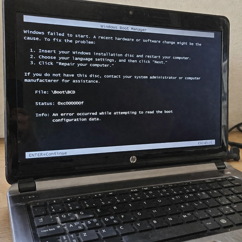 Windows Boot Manager Fehler BCD 0xc000000f Bildschirm Laptop startet nicht