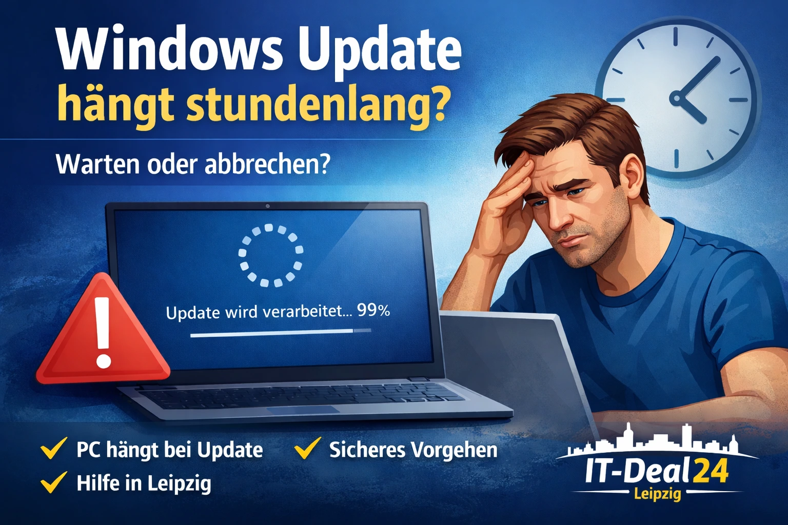 Windows Update hängt stundenlang – Hilfe in Leipzig